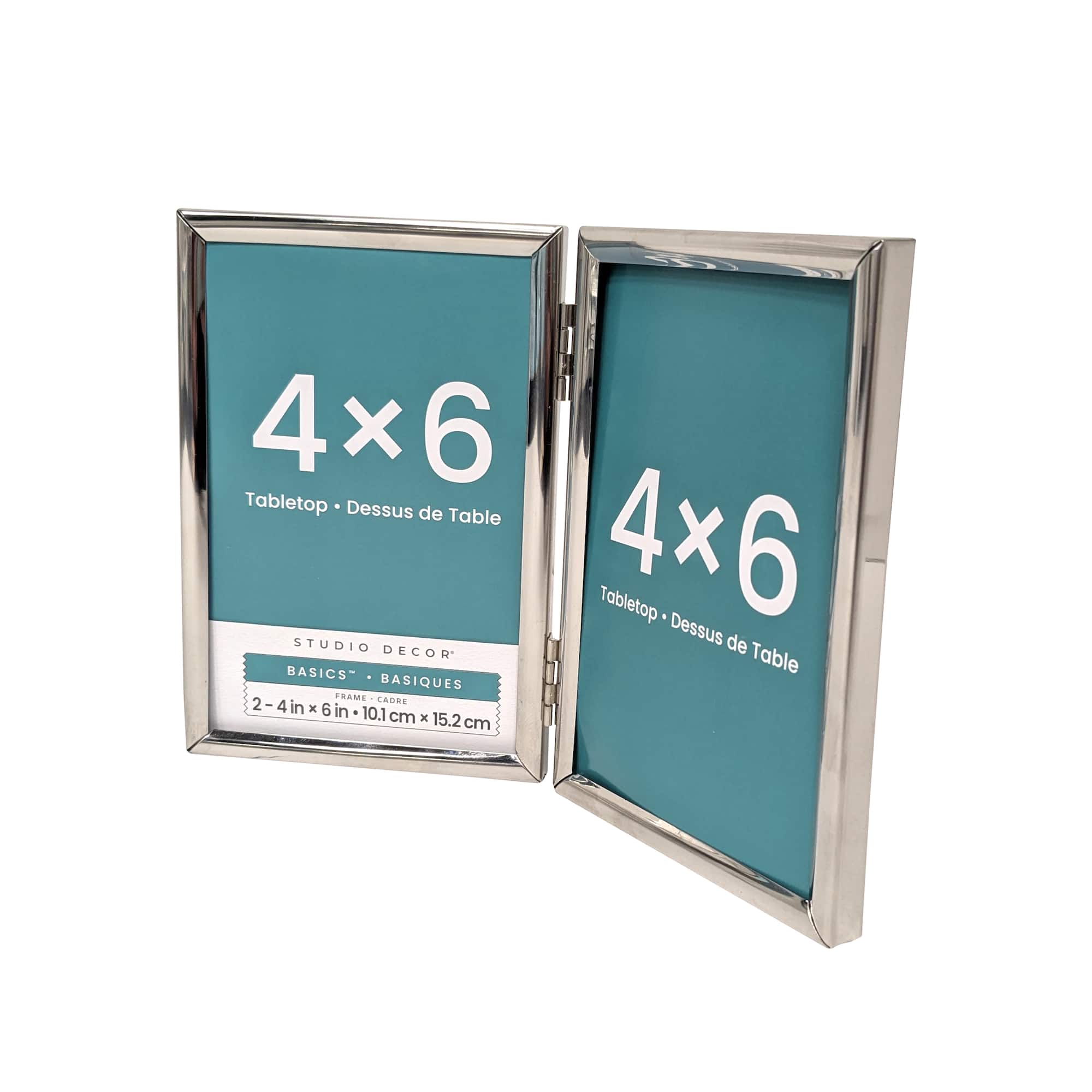 2-Opening Basics™ 4" x 6" Silver Rounded Metal Tabletop Frame by Studio Décor®